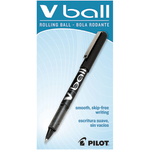 Pilot V-Ball Liquid Ink Rollerball Pens, Extra Fine Point, 0.5 mm, Black Barrel, Black Ink, Pack Of 12 Pens