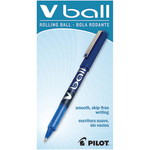 Pilot V-Ball Liquid Ink Rollerball Pens, Extra Fine Point, 0.5 mm, Blue Barrel, Blue Ink, Pack Of 12 Pens