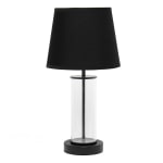 Simple Designs Encased Metal Table Lamp, 16-15/16inH, Black Shade/Black And Clear Base