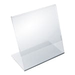 Azar Displays Acrylic Vertical L-Shaped Sign Holders, 4-1/2inH x 3-1/2inW x 3inD, Clear, Pack Of 10 Holders