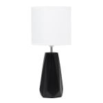 Simple Designs Ceramic Prism Table Lamp, 17-1/2inH, White Shade/Black Base