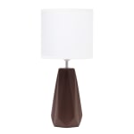 Simple Designs Ceramic Prism Table Lamp, 17-1/2inH, White Shade/Brown Base