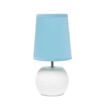 Simple Designs Studded Texture Ceramic Table Lamp, 11-3/8inH, Blue Shade/White Base