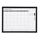 Note Tower Combo Rail Magnetic Dry-Erase Calendar Whiteboard, 17in x 23in, Wood Frame With Black Finish