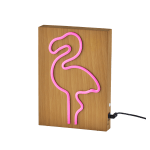 Adesso Simplee Wood-Framed Neon Table Lamp, 9inH, Flamingo