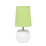 Simple Designs Studded Texture Ceramic Table Lamp, 11-3/8inH, Green Shade/White Base