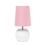 Simple Designs Studded Texture Ceramic Table Lamp, 11-3/8inH, Pink Shade/White Base