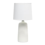 Simple Designs Textured Linear Ceramic Table Lamp, 15-3/4inH, White Shade/Off-White Base