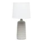 Simple Designs Textured Linear Ceramic Table Lamp, 15-3/4inH, White Shade/Taupe Base