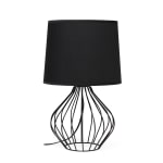 Simple Designs Geometrically-Wired Table Lamp, 19-3/4inH, Black Shade/Black Base