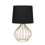 Simple Designs Geometrically-Wired Table Lamp, 19-3/4inH, Black Shade/Copper Base