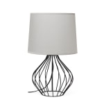 Simple Designs Geometrically-Wired Table Lamp, 19-3/4inH, Gray Shade/Black Base