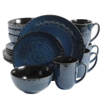 Gibson Elite Milanto 16-Piece Stoneware Dinnerware Set, Blue