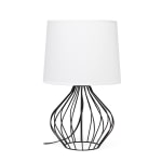 Simple Designs Geometrically-Wired Table Lamp, 19-3/4inH, Black Shade/White Base