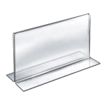 Azar Displays Acrylic Horizontal Double-Foot Sign Holders, 7inH x 11inW x 3inD, Clear, Pack Of 10 Holders