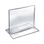 Azar Displays Acrylic Horizontal/Vertical 2-Sided Sign Holders, 5inH x 5inW x 3inD, Clear, Pack Of 10 Holders