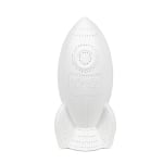 Simple Designs Porcelain Rocketship Table Lamp, 12-1/2inH, White