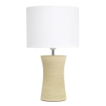 Simple Designs Ceramic Hourglass Table Lamp, 16-1/2inH, White Shade/Beige Base