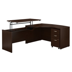 Bush Business Furniture Studio C 72inW Bow-Front Computer Desk With Mobile File Cabinets, Modern Hickory, Standard Delivery