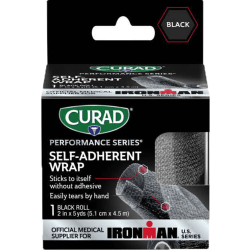 CURAD IRONMAN Performance Series Self-Adherent Wrap, Black, 2in x 5 Yards, Pack Of 24 Boxes