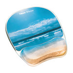 Fellowes Gel Mouse Pad With Wrist Rest, Sandy Beach