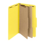 Smead Pressboard Classification Folders With SafeSHIELD Fasteners, 2 Dividers, Legal Size, 100% Recycled, Yellow, Box Of 10