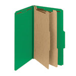 Smead Pressboard Classification Folders With SafeSHIELD Coated Fasteners, Legal Size, 100% Recycled, Green, Box Of 10