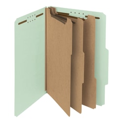 Smead Pressboard Classification Folders, 3 Dividers, Legal Size, 100% Recycled, Gray/Green, Box Of 10