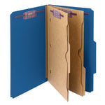 Smead Pressboard Classification Folders With Pocket-Style Divider And SafeSHIELD Fastener, Legal Size, 100% Recycled, Dark Blue, Box of 10