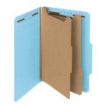 Smead Pressboard Classification Folders, 2 Dividers, Legal Size, 100% Recycled, Blue, Box Of 10