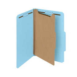 Smead Pressboard Classification Folders, 1 Divider, Legal Size, 100% Recycled, Blue, Box Of 10