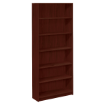 HON 1870-Series Laminate Modular Shelving Bookcase, 6 Shelves (4 Adjustable), 84inH x 36inW x 11-1/2inD, Mahogany