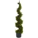 Nearly Natural 4ftH Silk Cypress Spiral Tree With Pot