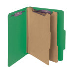 Smead Pressboard Classification Folders With SafeSHIELD Coated Fasteners, Letter Size, 100% Recycled, Green, Box Of 10