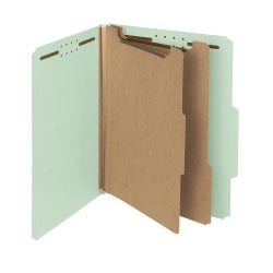 Smead Pressboard Classification Folders, 2 Dividers, Letter Size, 100% Recycled, Gray/Green, Box Of 10