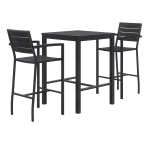 KFI Studios Eveleen 3-Piece Outdoor Patio Set, 33-13/16inH x 36inW x 36inD, Black