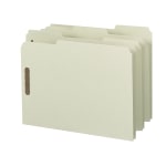 Smead Pressboard Fastener Folders, 1in Expansion, 8 1/2in x 11in, Letter, 100% Recycled, Gray/Green, Box of 25