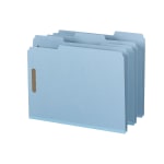 Smead Pressboard Fastener Folders, 1in Expansion, 8 1/2in x 11in, Letter, 100% Recycled, Blue, Box of 25