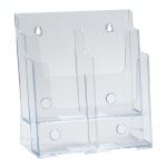 Azar Displays 2-Tier 4-Pocket Plastic Trifold Brochure Holder, 11-1/4inH x 9-1/4inW x 5inD, Clear