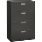 HON 600 36inW x 19-1/4inD Lateral 4-Drawer File Cabinet With Lock, Charcoal