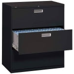 HON Brigade 600 42inW x 18inD Lateral 3-Drawer File Cabinet, Black