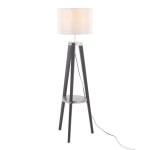 LumiSource Compass Floor Lamp With Shelf, 58-1/2inH, Gray/Black/Silver