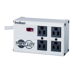 Tripp Lite Isobar Surge Protector Metal 4 Outlet 6ft Cord 3330 Joules - Surge protector - AC 120 V - output connectors: 4 - United States - white