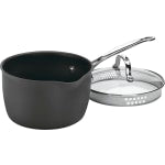 Cuisinart Chefs Classic Stainless-Steel Nonstick Hard-Anodized Cook And Pour Saucepan With Cover, 3 Qt, Black