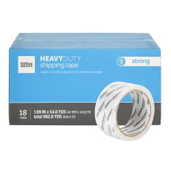 Office Depot Brand Heavy Duty Shipping Packing Tape, 1.89in x 54.6 Yd, Crystal Clear, Pack Of 18 Rolls