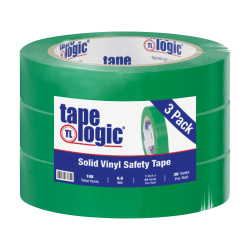 BOX Packaging Solid Vinyl Safety Tape, 3in Core, 1in x 36 Yd., Green, Case Of 3