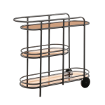 Sauder Coral Cape Modern 3-Shelf Metal And Glass Bar Cart, 33-1/8inH x 39-1/2inW x 15-1/8inD, Black/Amber