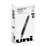 uni-ball 207 Retractable Fraud Prevention Gel Pens, Ultra Micro Point, 0.38 mm, Black Barrels, Black Ink, Pack Of 12