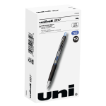 uni-ball 207 Retractable Fraud Prevention Gel Pens, Ultra Micro Point, 0.38 mm, Black Barrels, Blue Ink, Pack Of 12