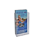 Azar Displays Trifold Wall-Mount Brochure Holders, 7-7/8inH x 4-3/8inW x 1-1/2inD, Clear, Pack Of 10 Holders